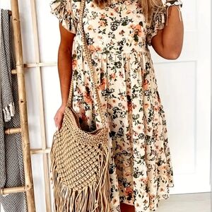 Floral Ruffle Sleeve Dress